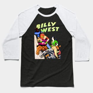 Cowgirl Horse Western Billy West Retro Vintage Comic Book Baseball T-Shirt